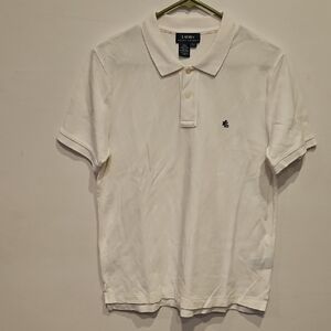 Ralph Lauren White Polo Shirt with Navy Monogram